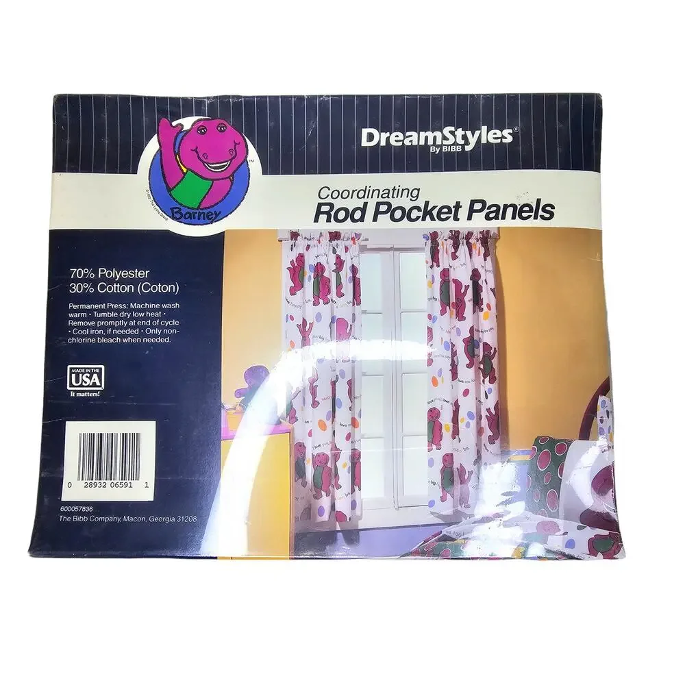Barney Dinosaur Bedtime DreamStyles Rod Pocket Panels Curtain Sealed 82